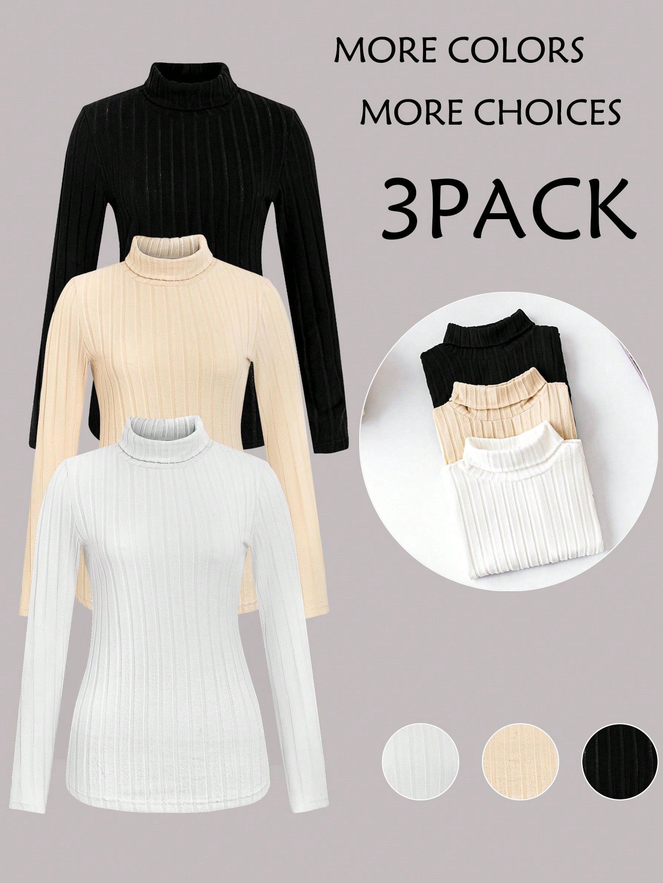 Relaxiva 4pcs Solid High Neck Tee