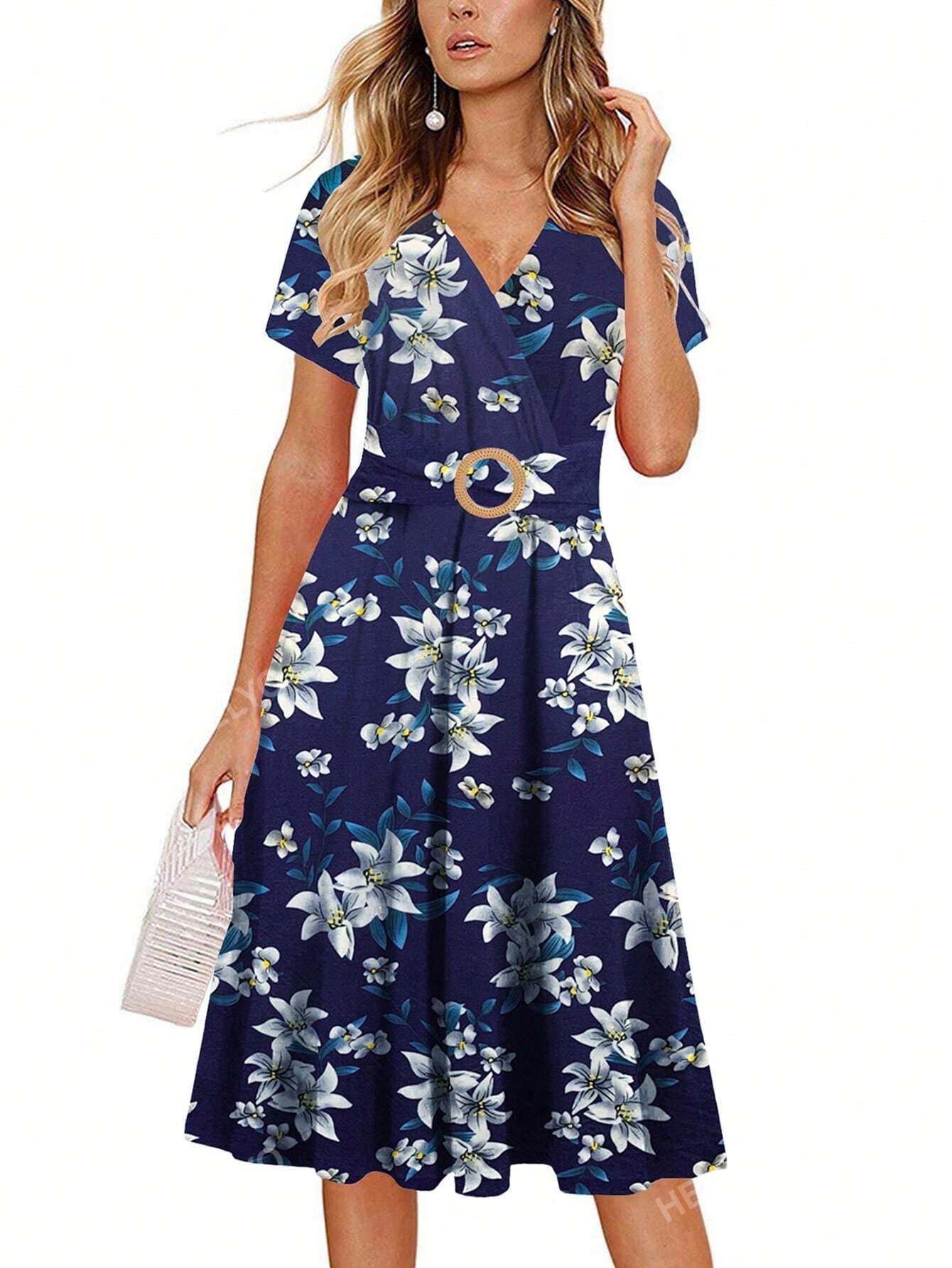Tropical Print A-Line Dress