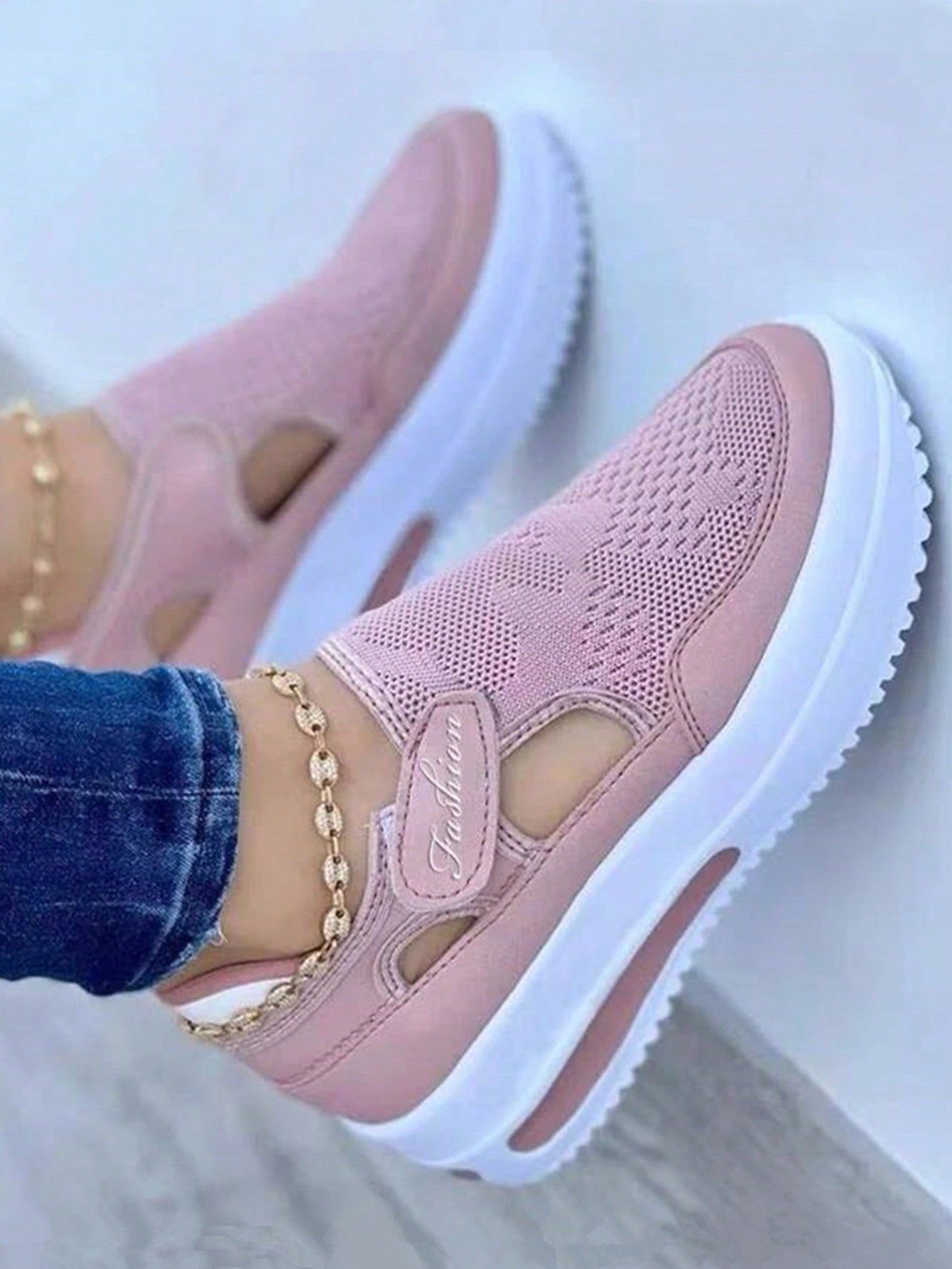 Women's Cross-Border Mesh Sneakers, Spring New Shoes, Men & Women Shoes, Low Heel Flat Casual Sports Shoes, Anti-Slip Thick Bottom (Random Delivery)