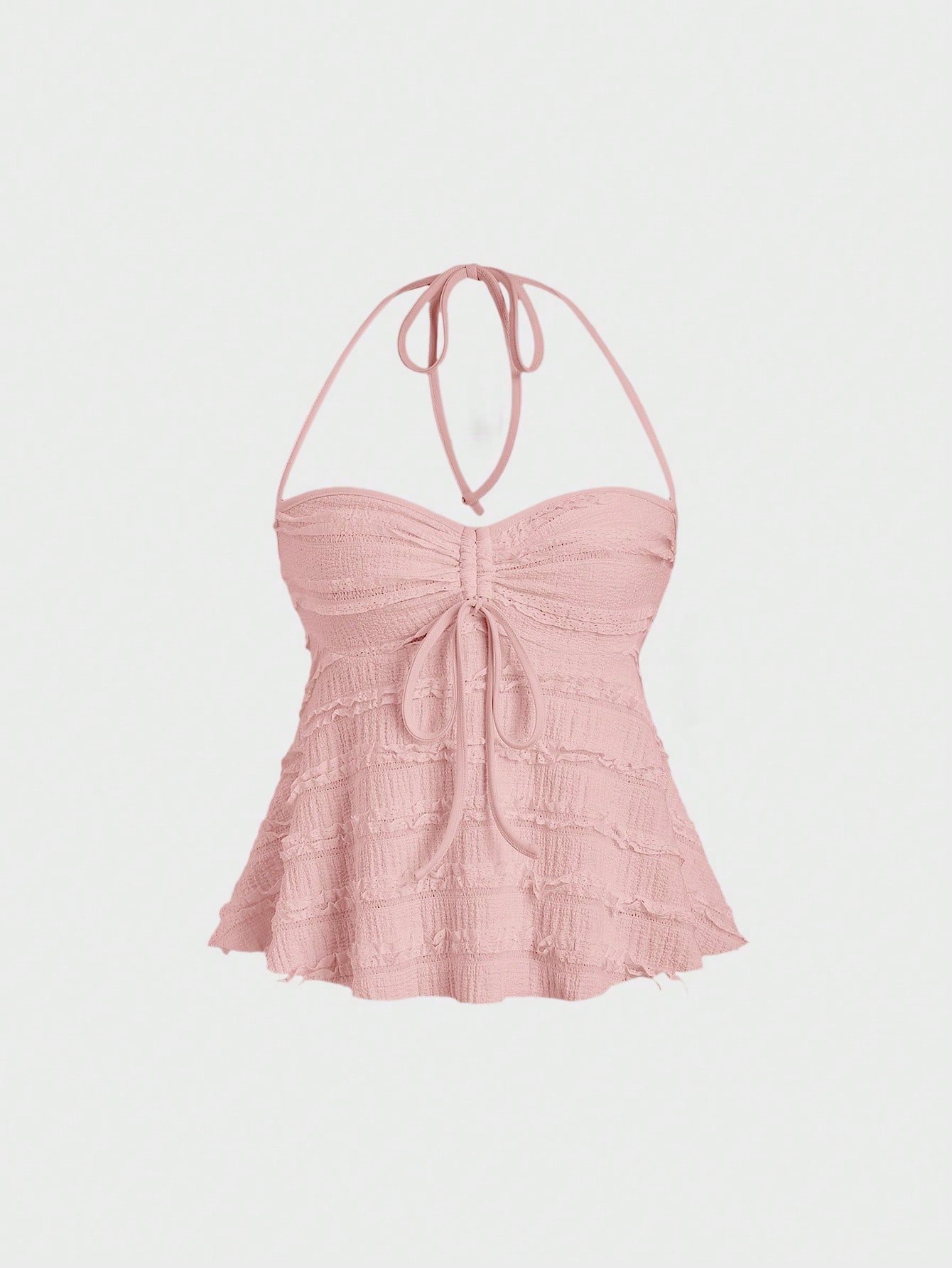 Sweetra Solid Color Drawstring Halter Backless Sexy Summer Tank Top