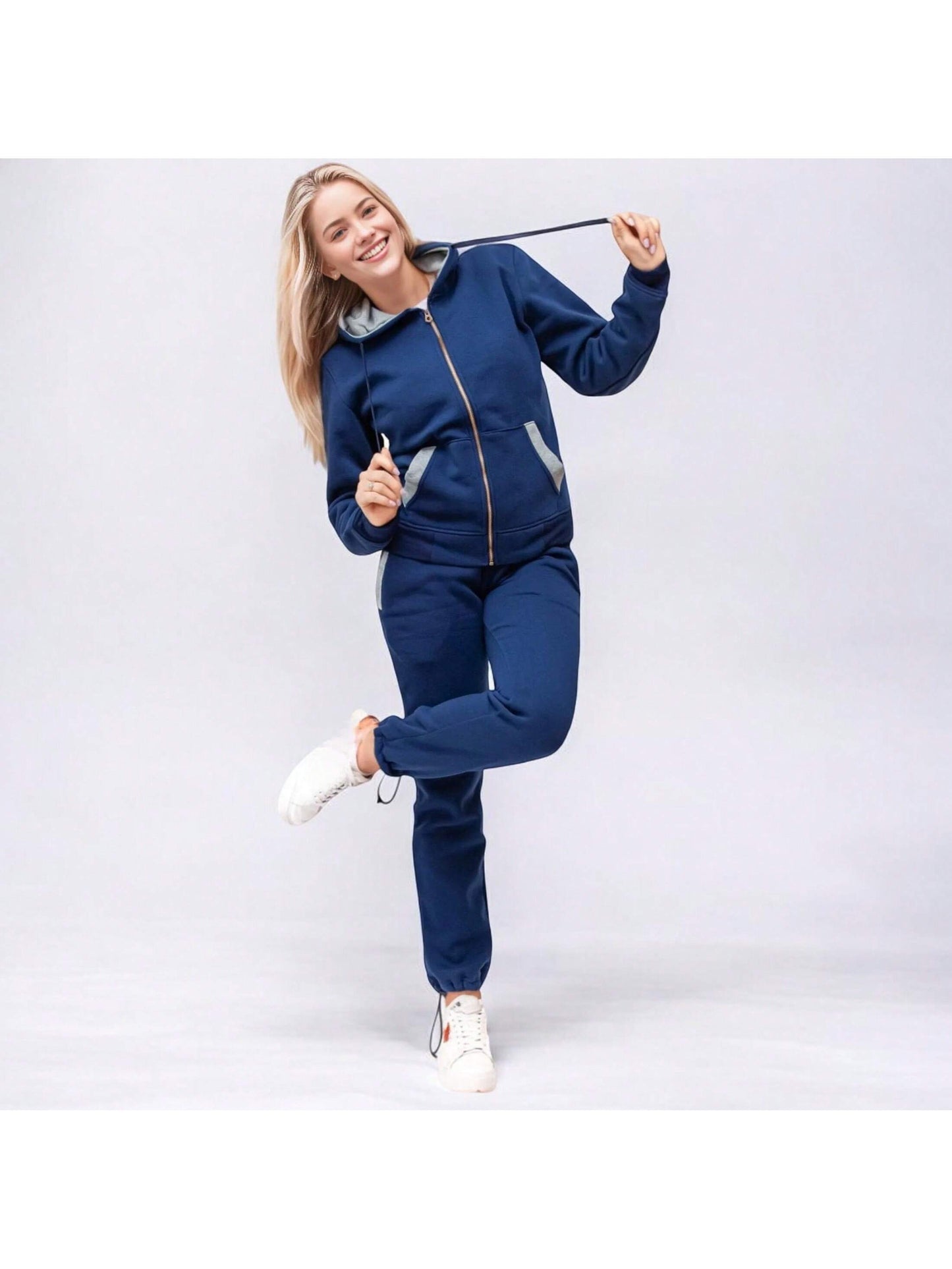 Women's 2-Piece Fleece Sweatsuit Blossoms Jogging Sweat Jacket & Sweatpants Outfit
