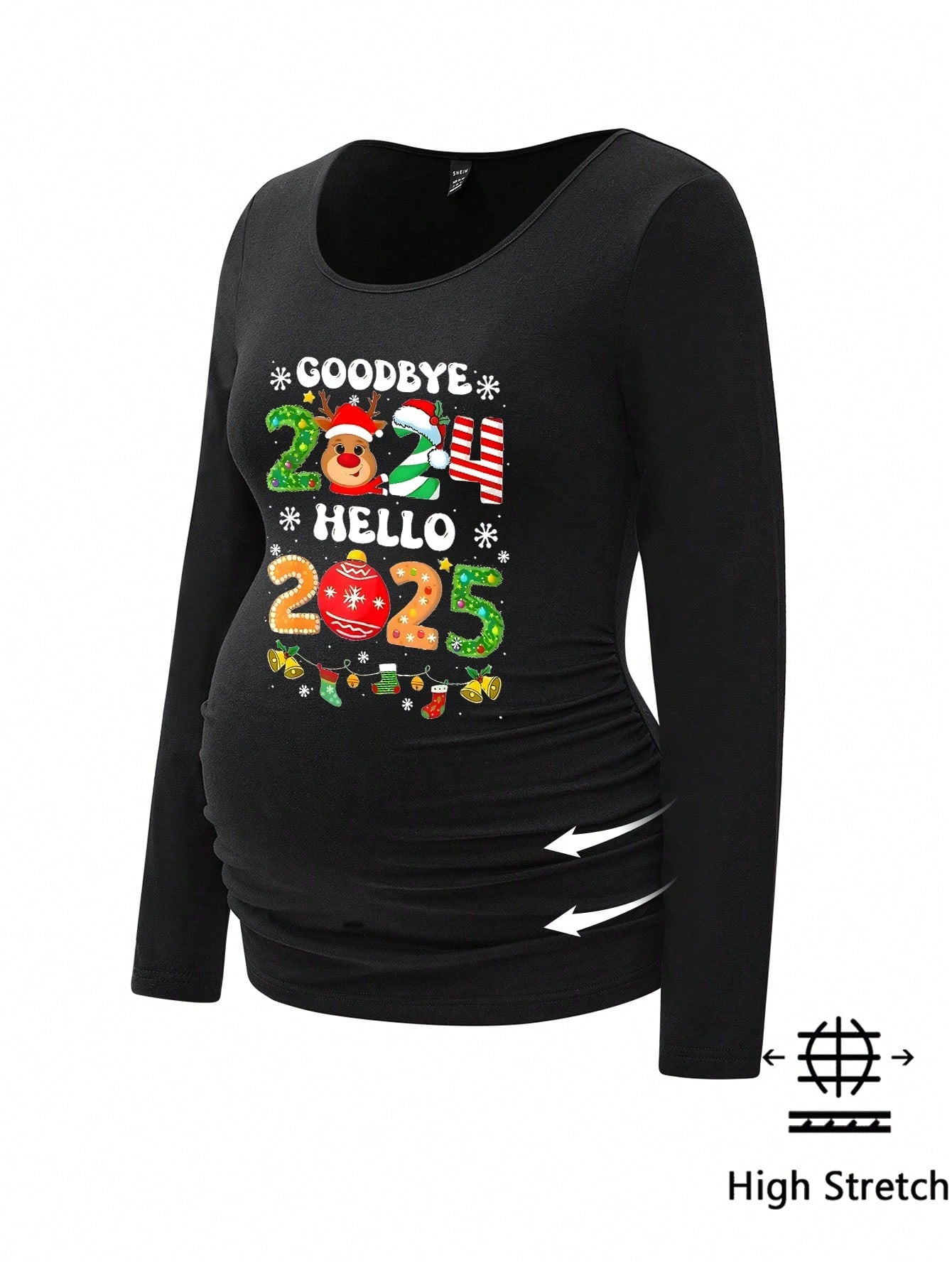 Modmama Casual Slim Fit Round Neck Long Sleeve T-Shirt With "In My Pregnant Era" English Text For Maternity, Suitable For Spring/Autumn, Cotton-Blended