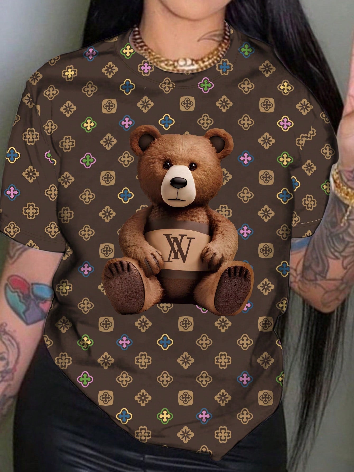 Slayr Slogan Graphic Drop Shoulder Tee GOD GOT ME My Peace My Joy Graphic Tees Women Tops