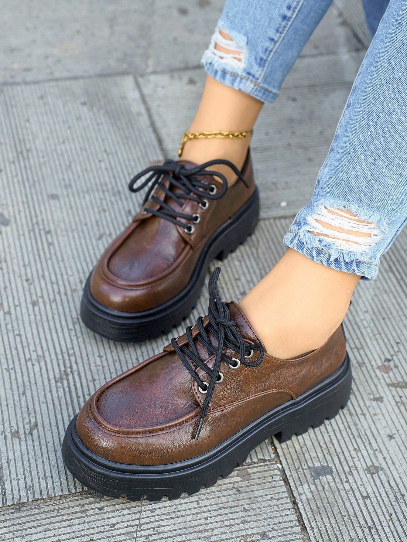 New Arrival Women's High Heel Formal Shoes, Thick Plaid And Patchwork Detailing, With Bowknot And Thick Sole For Retro Look