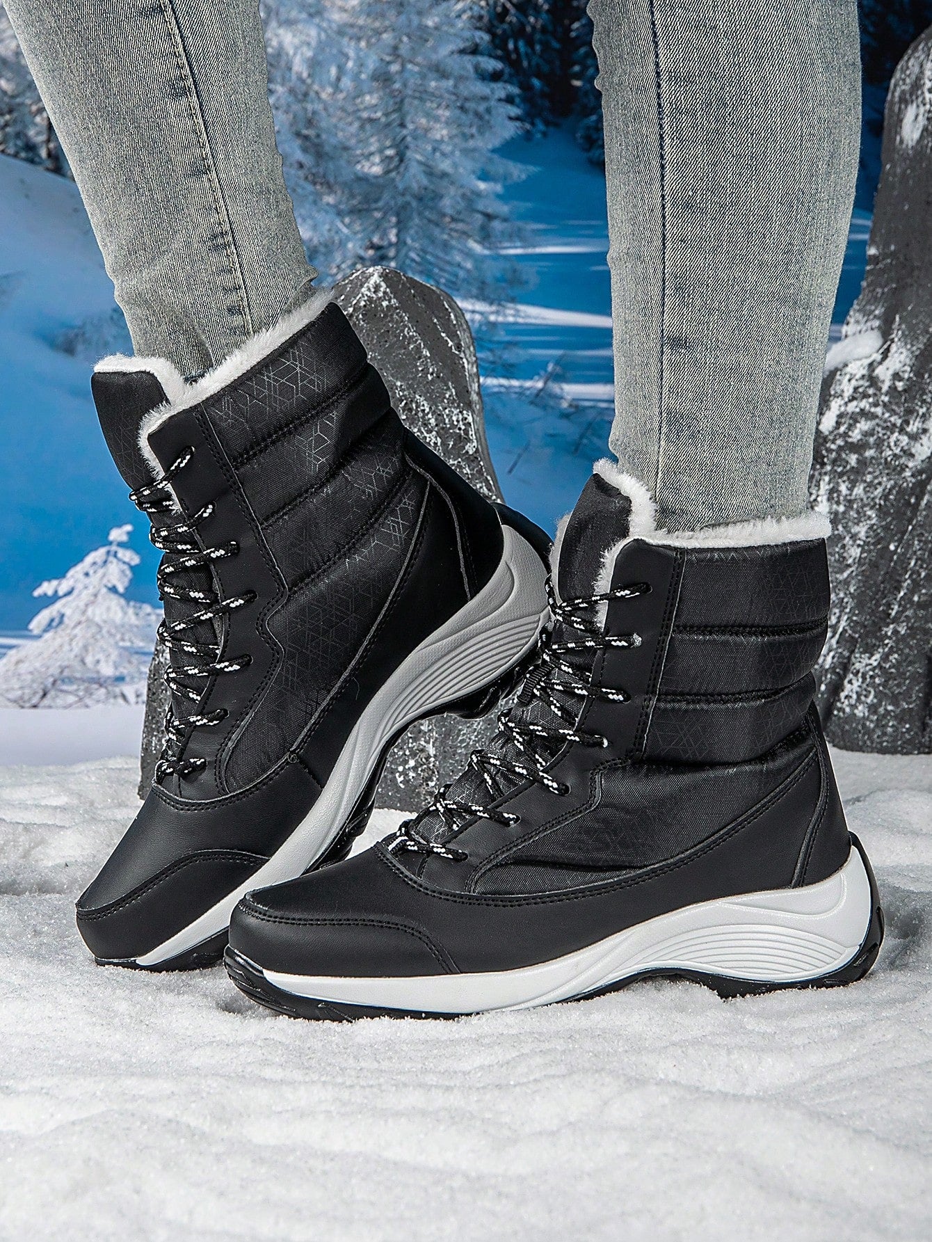 Women's Thermal Lined Warm Snow Boots, Wear-Resistant, Non-Slip, Suitable For Outdoor Activities, Unisex