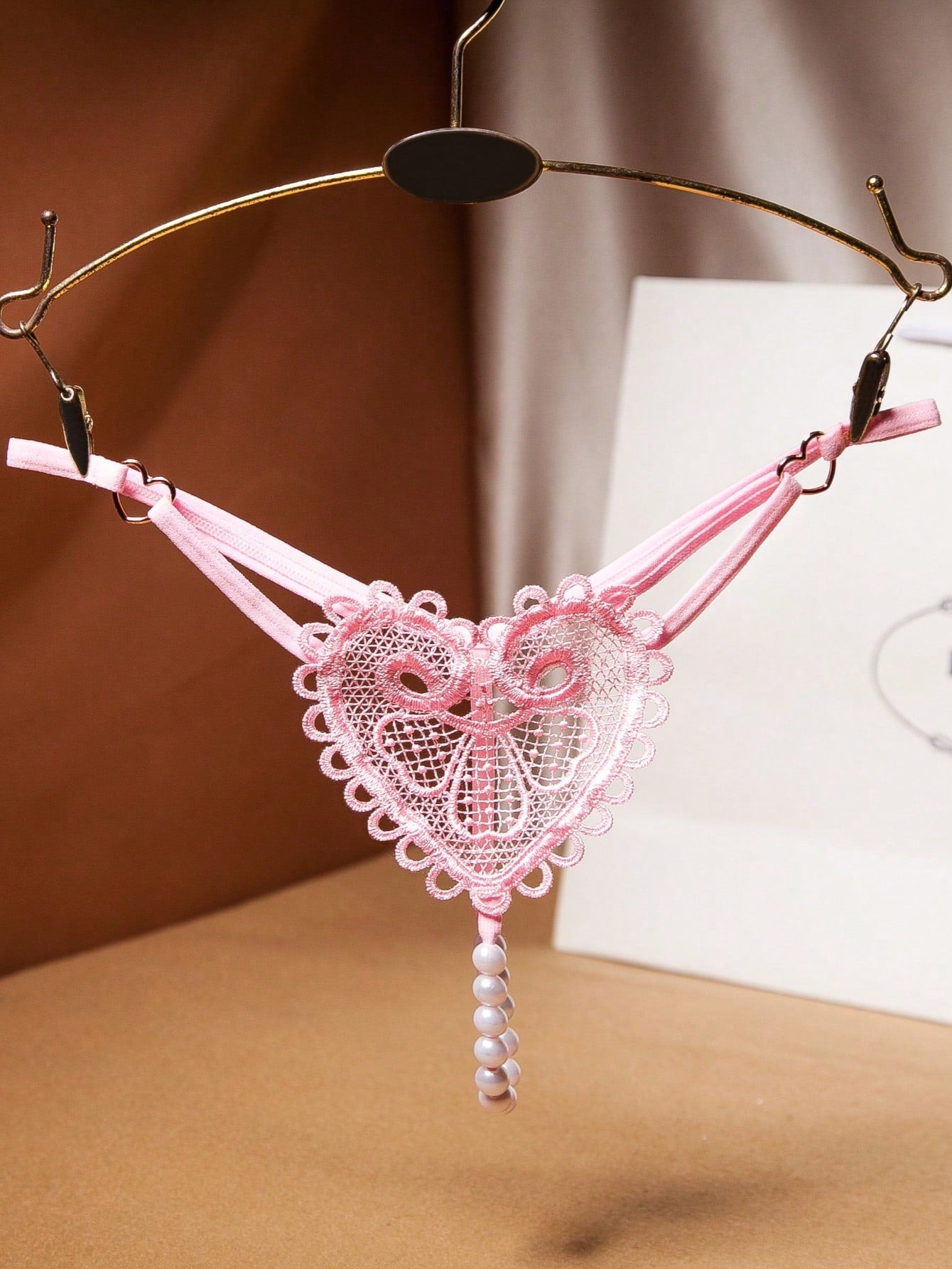 Sexy Heart Shaped Embroidery Pearl Massage New Hot Women Sexy Thong