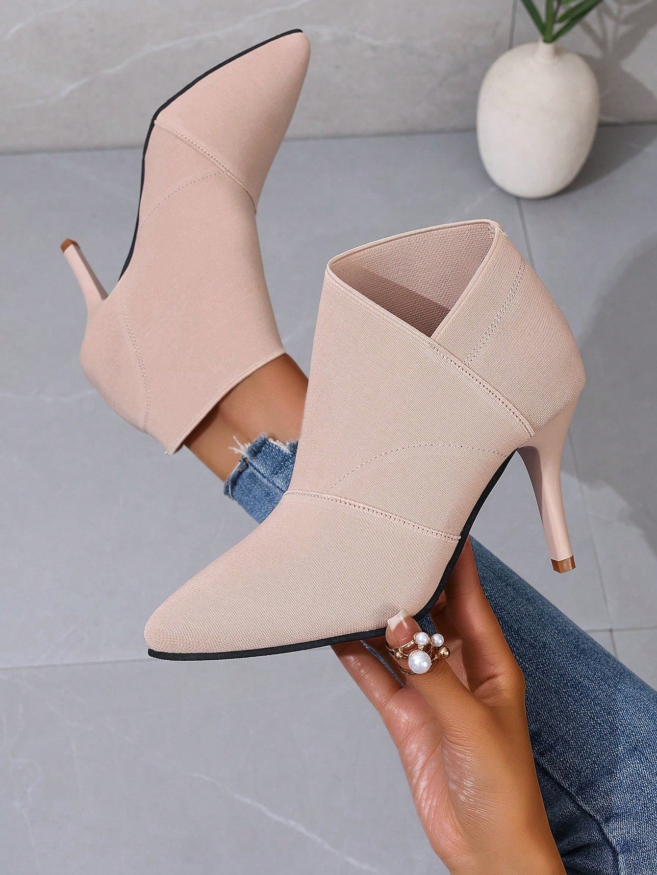 European And American Fashion Pointed Toe Stretch High Heel Classic Boots