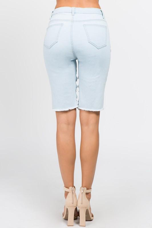 Cutoff Bermuda Shorts with Chains | Country Girl Denim Shorts for Summer & Spring