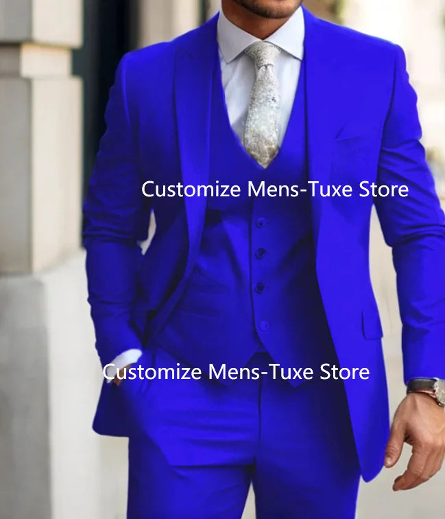 Men's Suits Grey Costume Homme Slim Fit Formal Wedding Outfits 3 Piece Jacket Pants With Vest Custom Made 2024