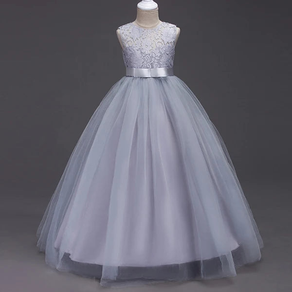 4-15yrs Kids Dresses For Girl Clothes Lace Flower Ball Gown Girls Long Dress For Wedding Prom Party Dresses Teenage Girl Costume