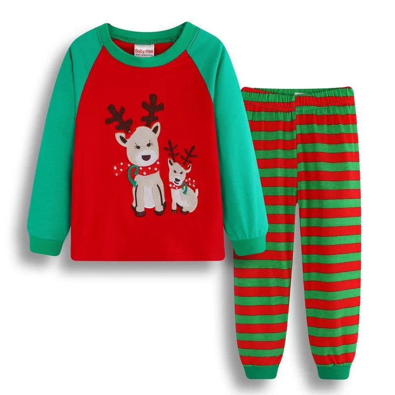Kid Pajamas Set Baby Boy Clothes Girl Sleepwear Nightwear Children Santa Claus Christmas Pyjamas Cotton Clothing Set 2-7T