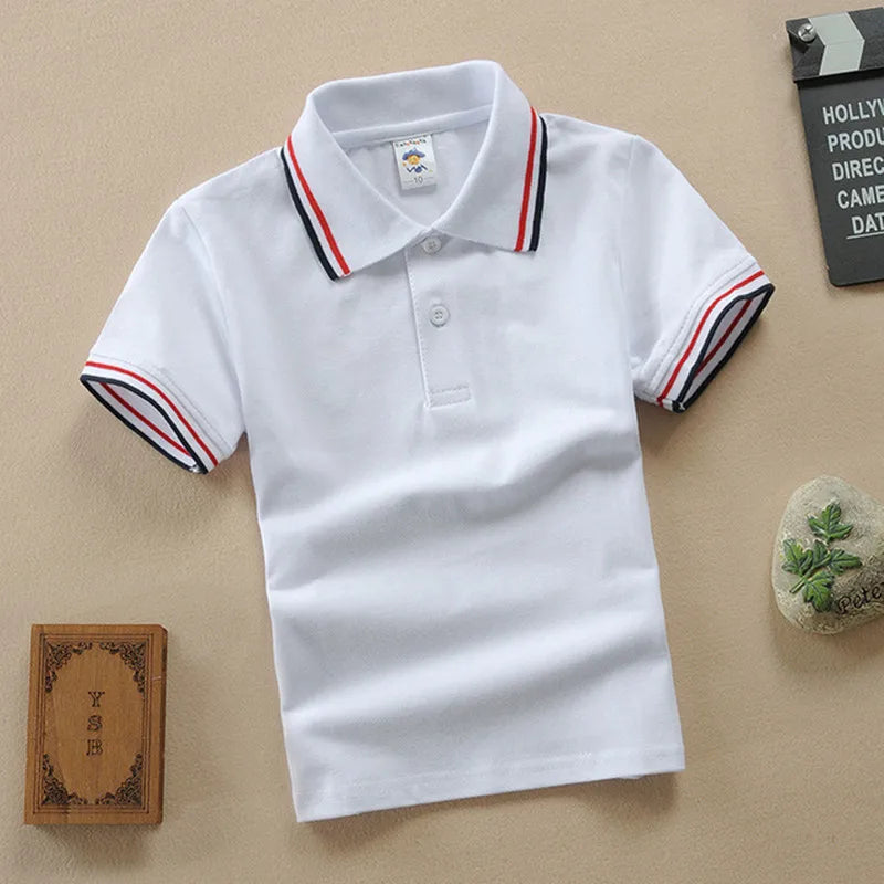 Boys Teens Short Sleeve Shirt 2023 Summer Fashion Cartoon Bear Embroidery School Clothes Little Girl Polo Shirts 2-14 Years Tops