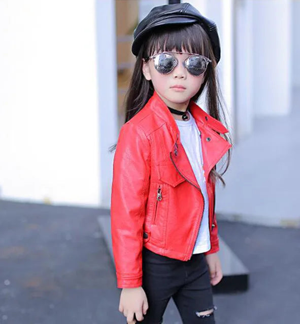 Pu Girls Teens Jackets Girl Kids Classic Collar Coats Teen Windbreaker Clothing Children's Outerwear 3-12 Years Girls Jackets