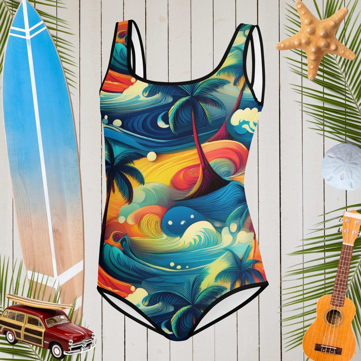Hawaiian Print 🌸 Teen Girls Swimsuit 🩱 One Piece