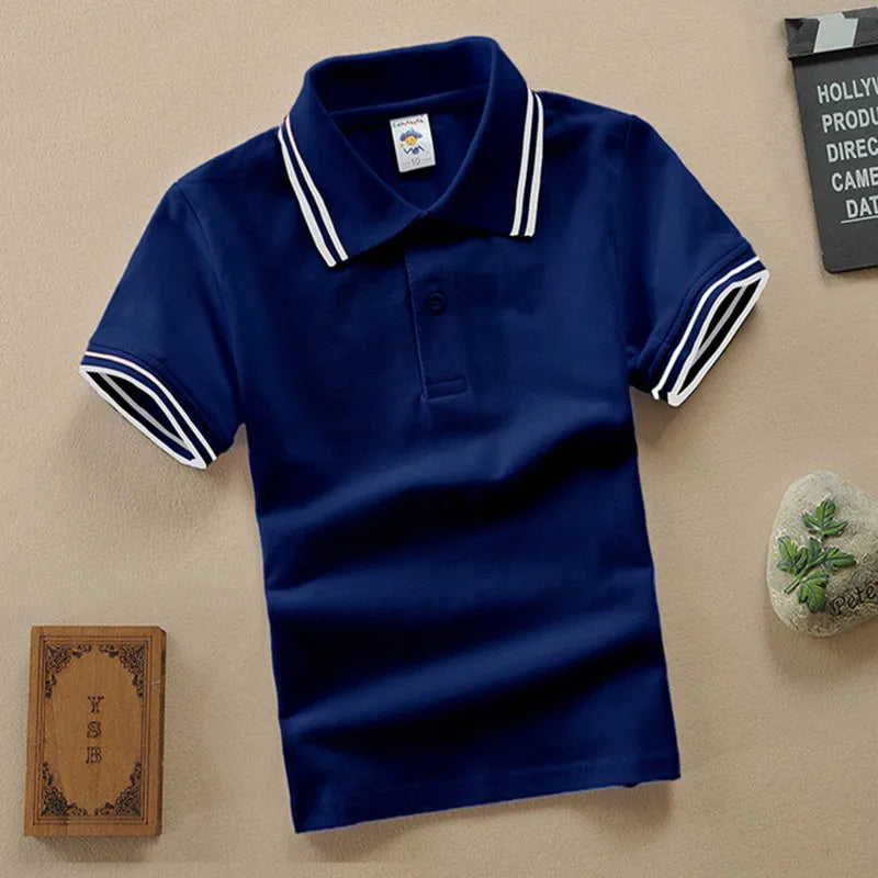 Boys T Shirt Summer Fashion Cartoon Bear Embroidery School Clothes Little Girls Polo Shirts 3-8 Years Tops Toddler Sportswear