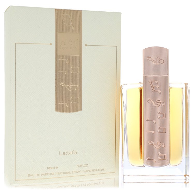 Lattafa Angham Eau De Parfum Spray 3.4 oz bottle and box