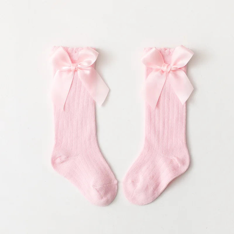 Baby Girl Accessories Infant Socks Spring Autumn New Big Bow Cotton Socks Kids Children Knee High Stocking Toddler Boy Clothes