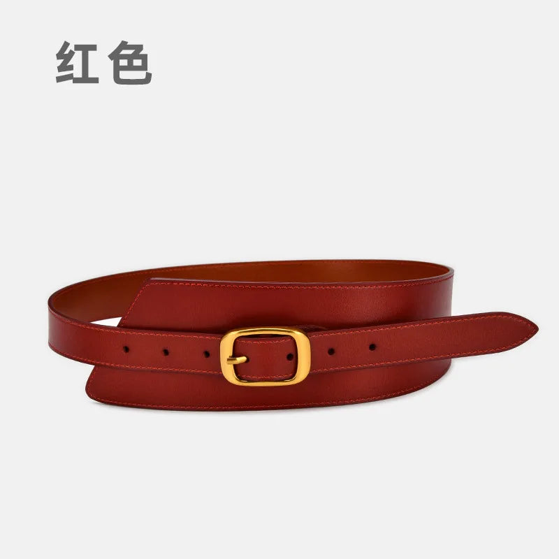 Fashion Belts for Women Leather Waistbands Gold Square Pin Buckle Cummerbunds HOT Body Corset Cummerbund Female Wide Soft Belt