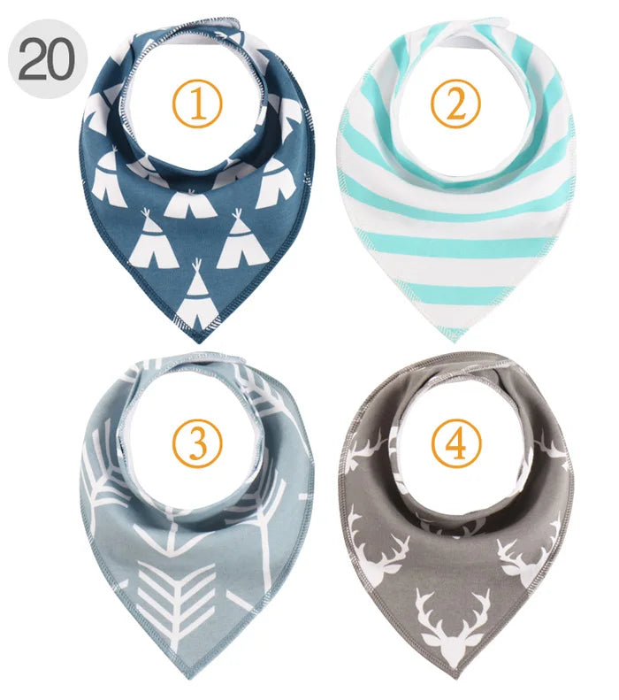 4 Pieces New Baby Bibs For Boy&Girl Burp Cloths Bandana Bibs Baby Bandana Infant Waterproof Dribble Bib Towels