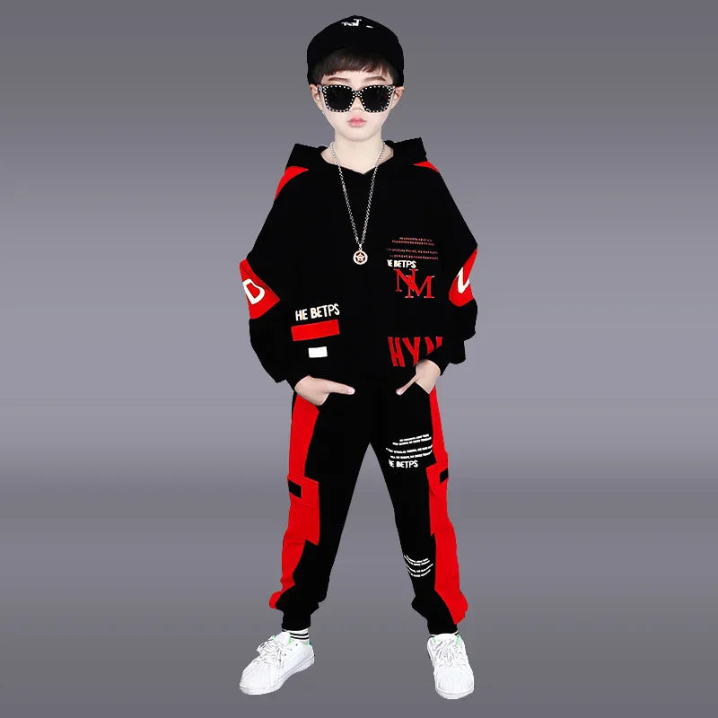 Teen Boy Sets 2025 New Children Spring Fashion Suit New Boys Clothing Set Kids Letter Hoodies+Sports Pants 2 Pcs Outfits