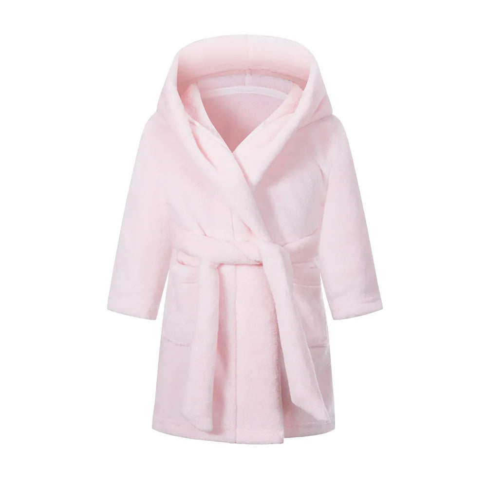 Children's Pajamas Bathrobes Girls Solid Color Soft Robe Personalized Princess Sleepwear Warm Loungewear Home Clothes 2-8Years