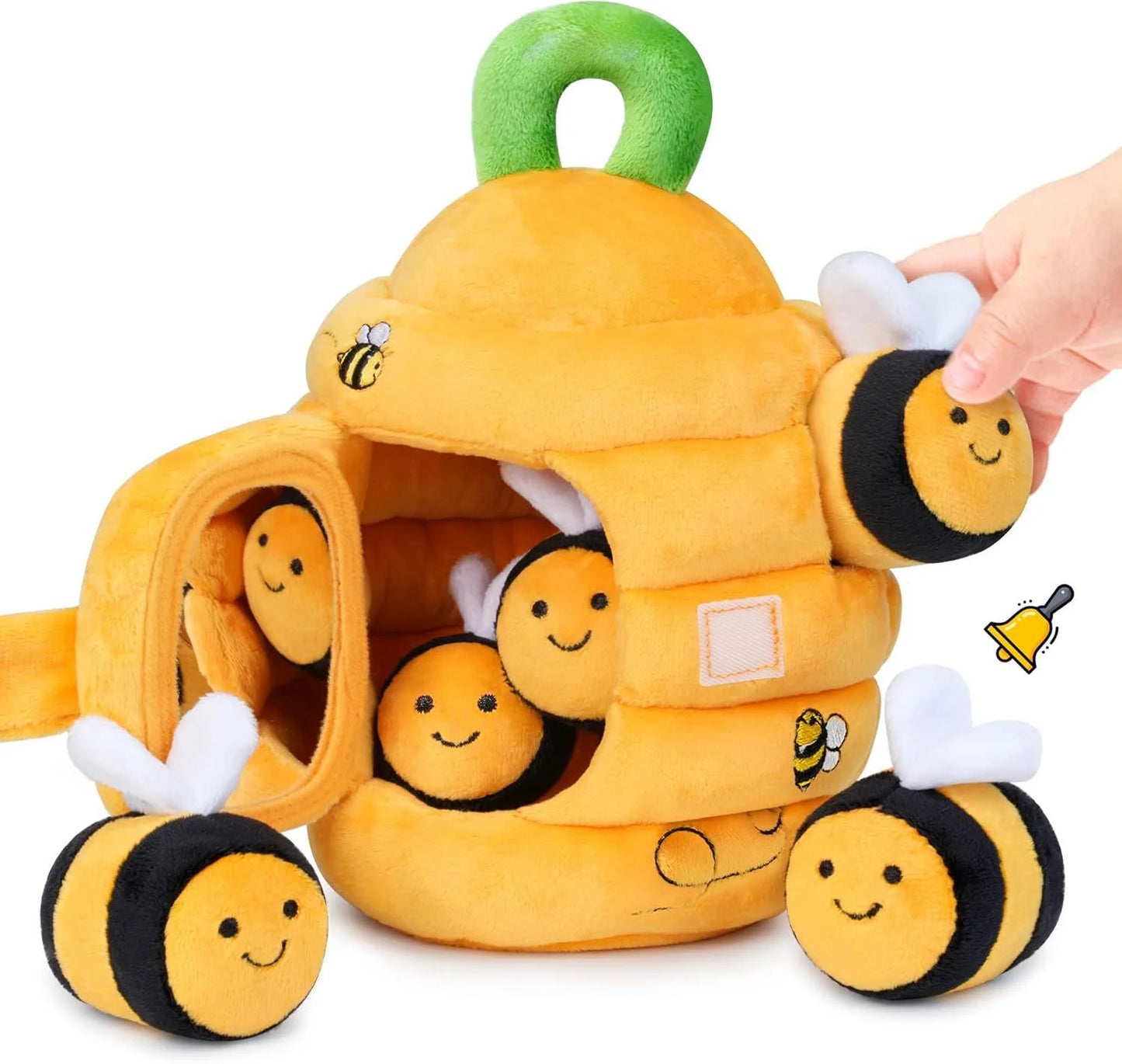 Baby Toys 6-12 Months Bee House with Stuffed Farm Animals for Toddlers 1-3 Baby Plush Beehive Wtih Rattles Squeaker Mirror