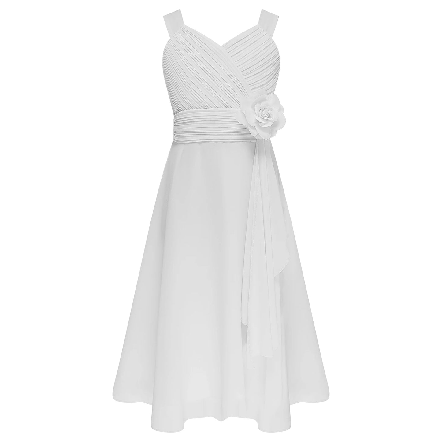 Teens Girls Elegant Party Dress Prom Evening Birthday Wedding Bridesmaid Gown Sleeveless Ruched Bodice Chiffon Princess Dresses