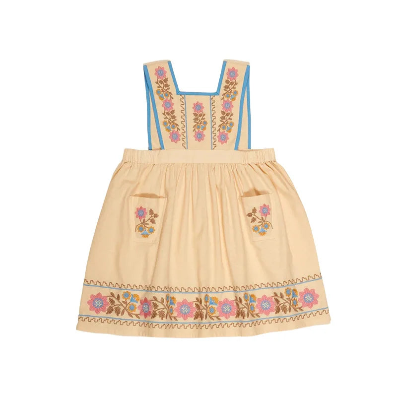 Girls' Dress 2025 Fall/Winter New Arrival Printed Fashion Embroidered Gathered Children's Dress Pure Cotton Cute Girls' Shirt
