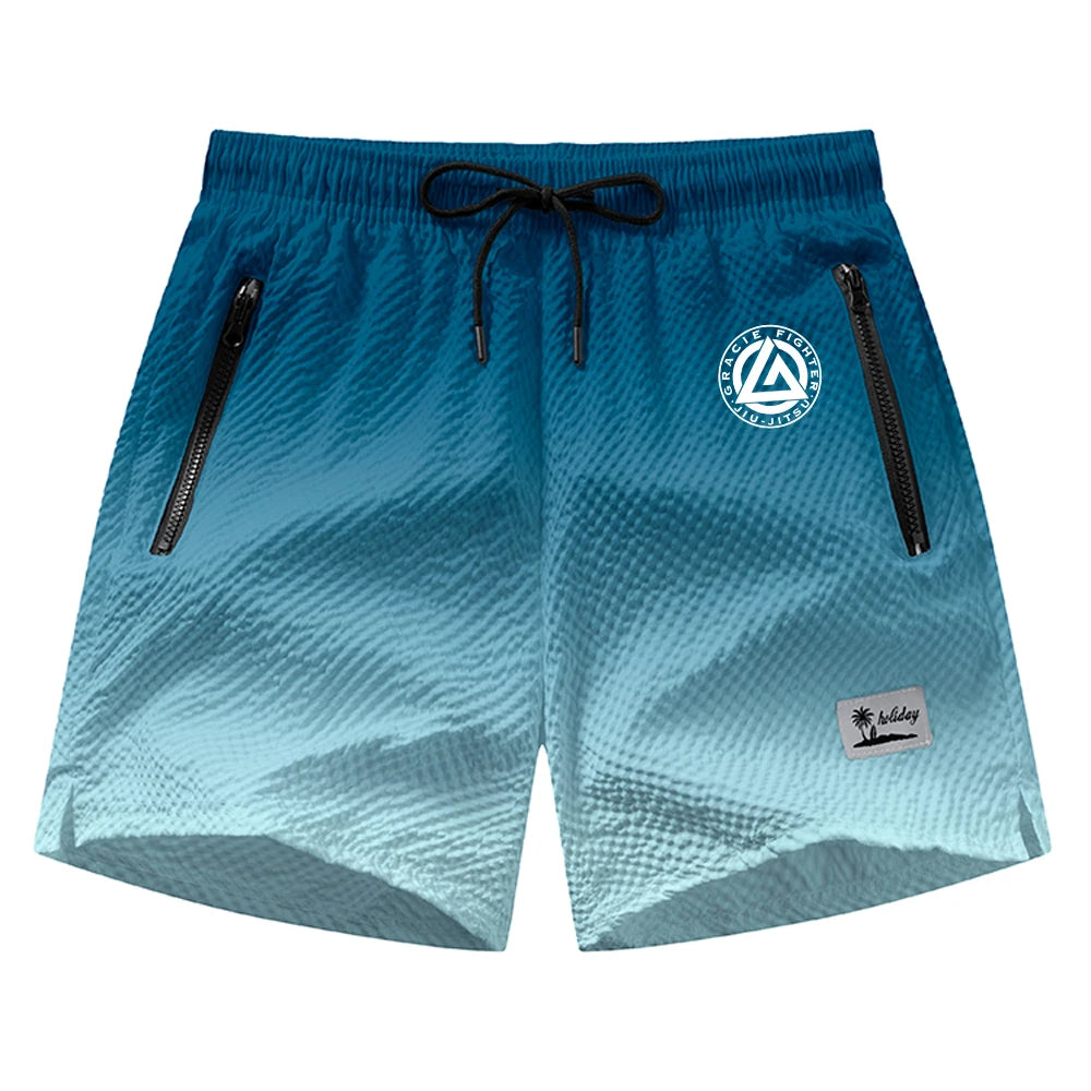 Men's Casual Printed Swim Trunks For Beach Swimming Surfing Beach Wear Summer Outdoor Fitness Training With Zippered Pockets