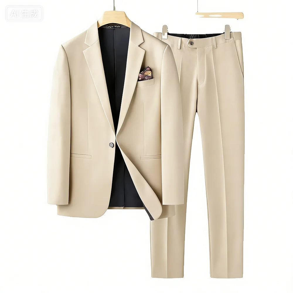 Men's Two-Piece Suit plus Size Professional Business Wedding Formal High Quality Terno Solto Grande Peso Negócios Casamento