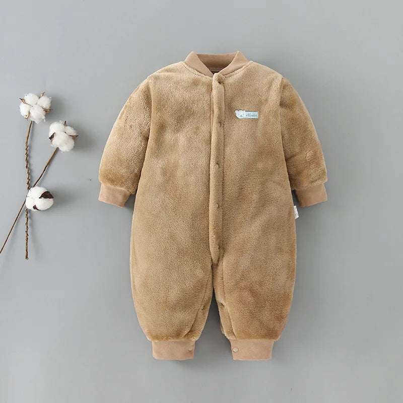 Baby Boy Autumn Winter Warm Pajamas 0-18 Months Infant Girl Flannel Comfortable Jumpsuit Kid Soft Skin-friendly Outwear Romper