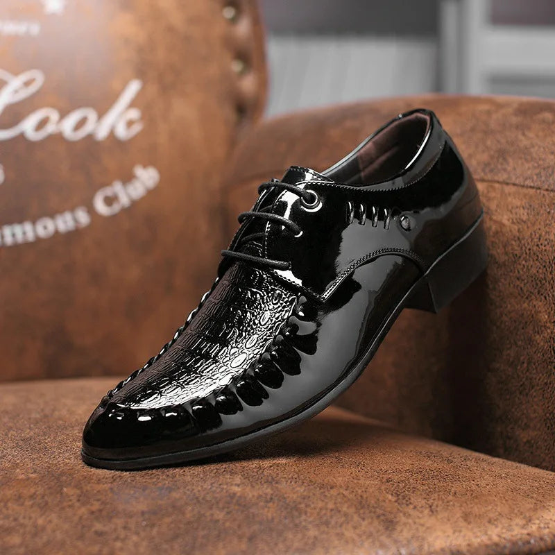 Men's Dress Leather Shoes Lace-Up Wedding Party Shoes Mens Business Office Oxfords Flats Plus Size Men Fashion