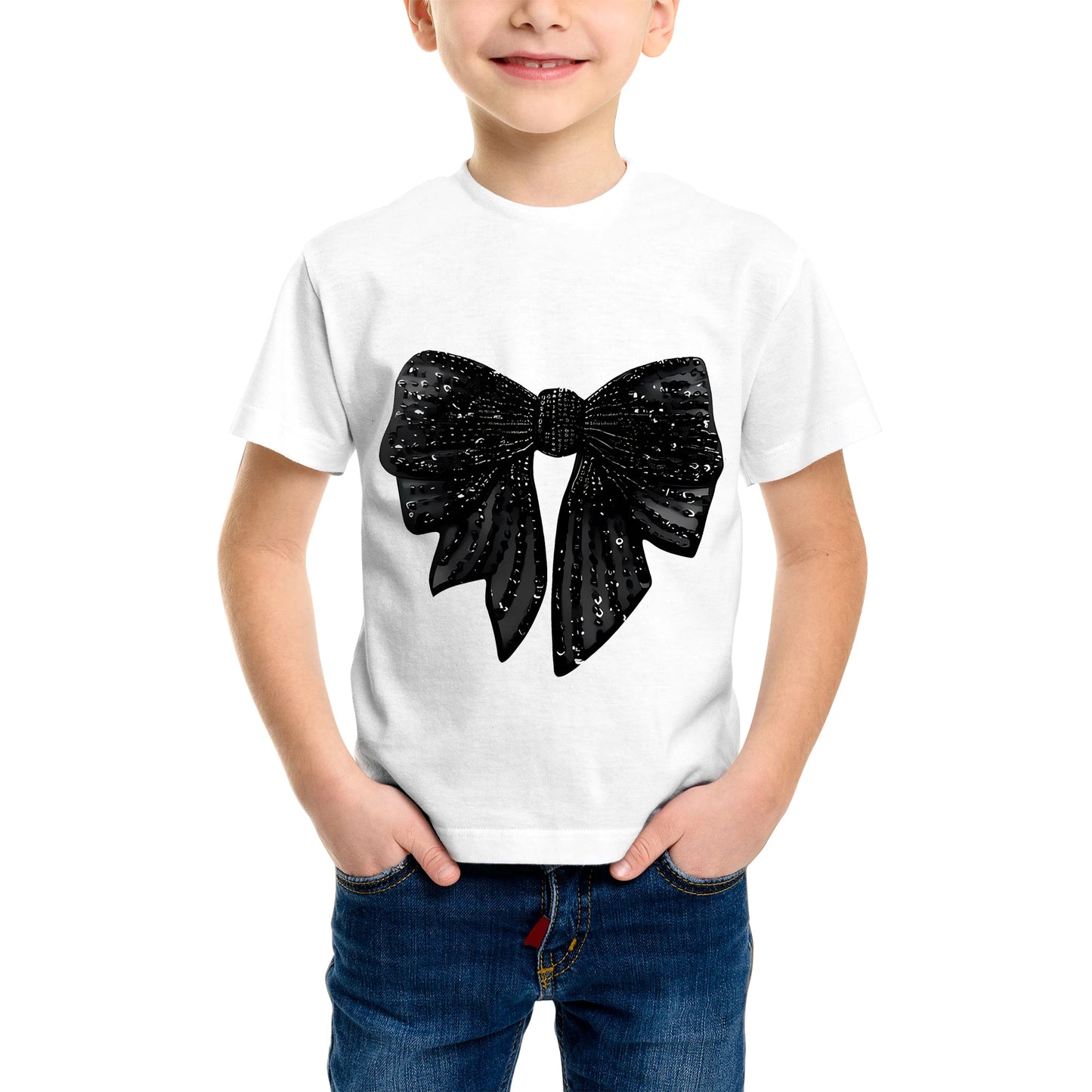 Boy's Fashion 3D Printed T-Shirt - Short Sleeve Crew Neck Casual Streetwear Bike Design for Young People