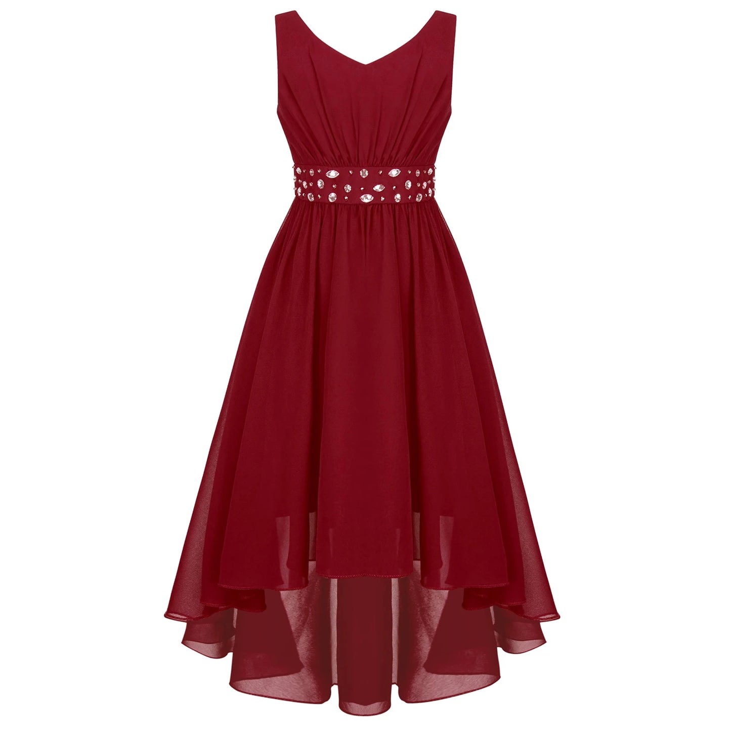 Elegant Girl Shiny Beaded Dress Teen Girl Pink First Communion Ceremony Hi-Lo Hem Vestidos Kids Bridesmild Flower Girls Ball Gow