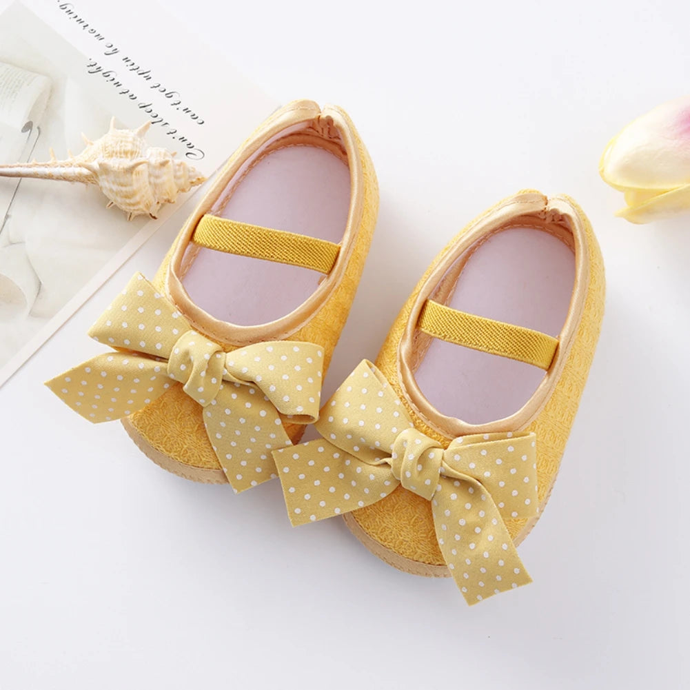 Baby Girls Flats with Infant Non-Slip Soft Sole Cute Bowknot Shoes Newborn Princess Wedding Shoes Toddler First Walkers 0-12M