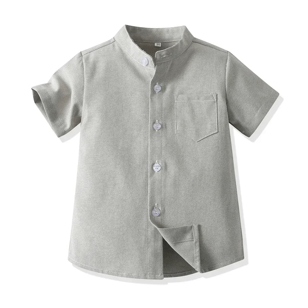 New Children Boys Gentleman Shirts Kids Short Sleeve Casual Tops Infant Toddler Girls Blouse Formal Clothing Summer Clothes