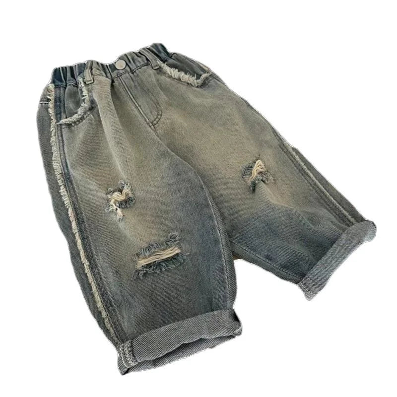 Boys' Retro Ripped Jeans 2025 New Product, Cheap, High-quality, Cool, Suitable for 2-8 Year Old Boys To Wear Casual Pants