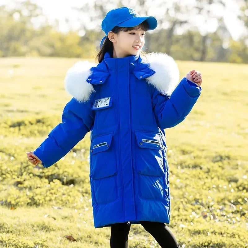 OLEKID 2025 Winter Girls Down Jacket Coat Hooded Thick Warm Teenage Girl Outerwear Coat 5-14 Years Kids Girl Down Jacket Outfit
