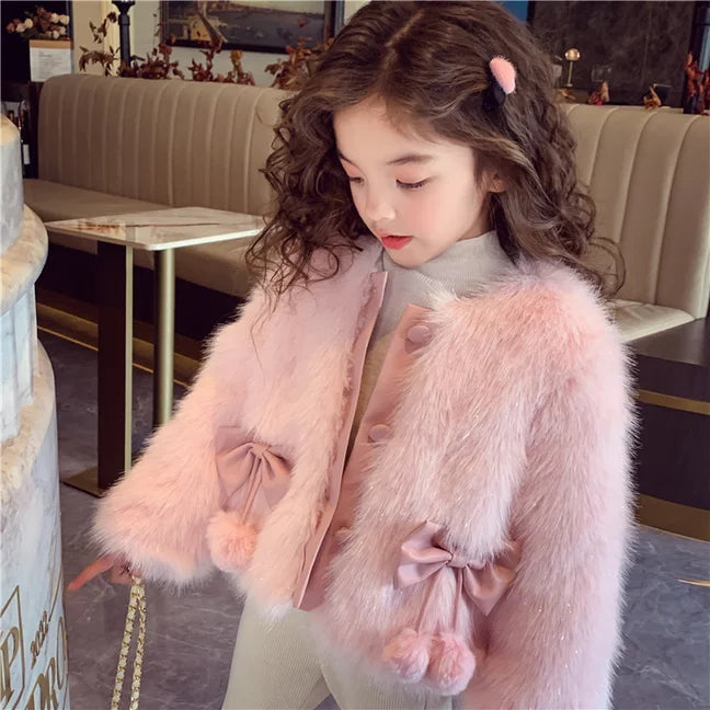 Girls' Fur Coat Autumn Winter Clothing 2025 New Style Fashionable Small Fragrance Style Cotton Jacket Warm Imitation Fur Coat