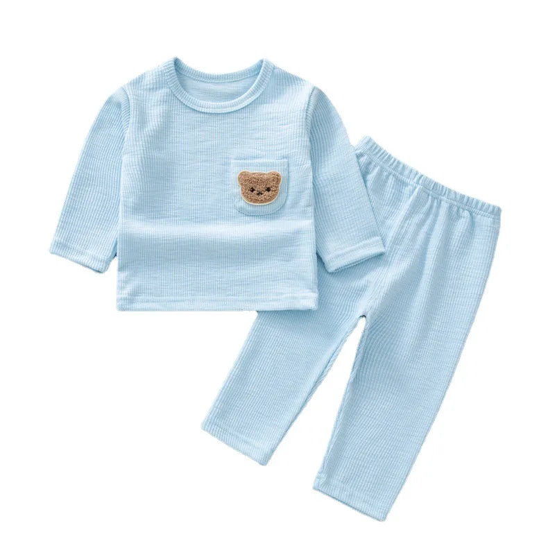 Fall Baby Pajamas Suit 0-3Y Toddler Boys Long Seeved Sleep Wear Underwear Set Girls Bear Head Night Wear Infant Home Clothes