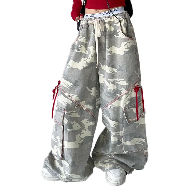 Girls' camouflage pants trendy wide leg pants spring&autumn New fashion big children's Korean version work pants Kids trousers