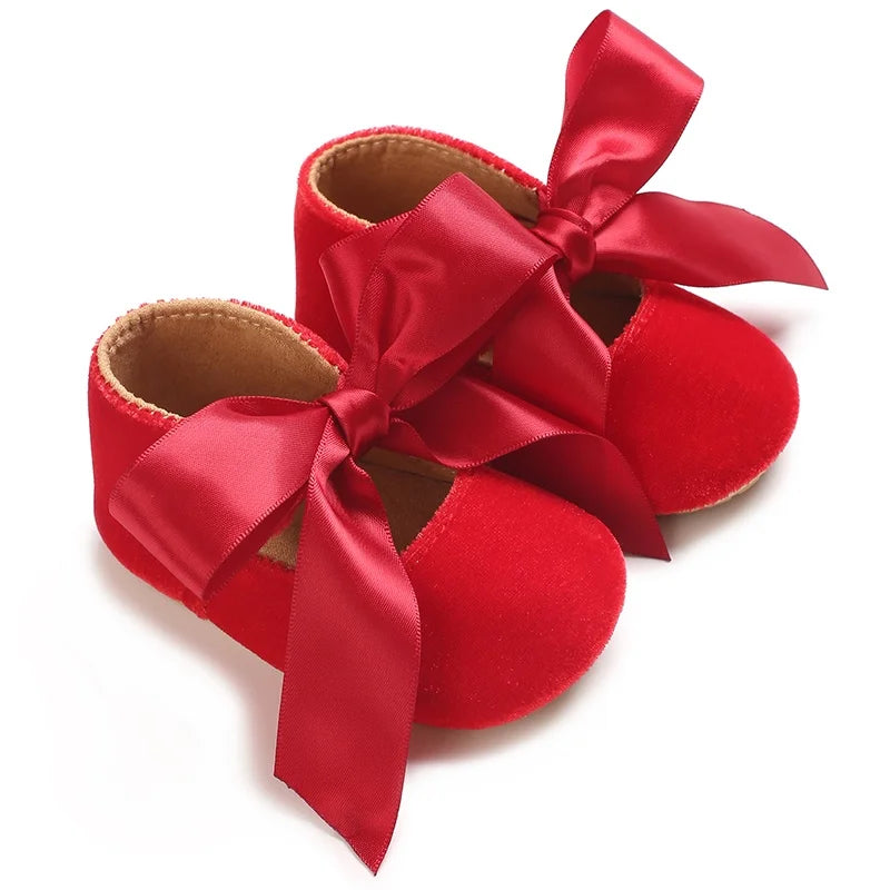 Girls' Princess Baby Shoes Cute Bow Flat Bottom Walking Children's Shoes First Step Newborn Baby Comfortable Soft Sole Footwear