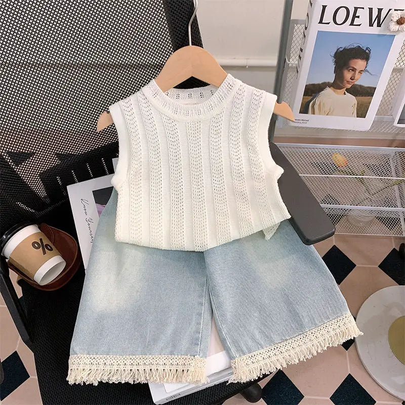 Girls' Straight-leg Jeans 2025 Summer New Stylish Pants Loose Wide-leg Trousers
