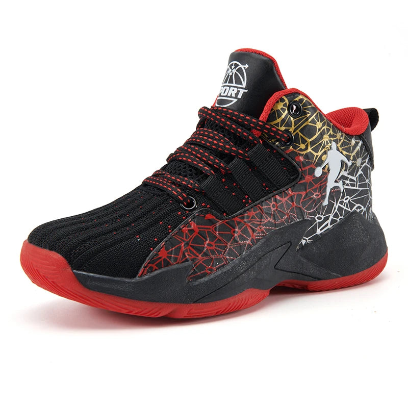 Boys Basketball Shoes Classic Kids Sneakers Fashion Tennis Kid Sport Shoes Outdoor Non-Slip Trainer Children School Basketball