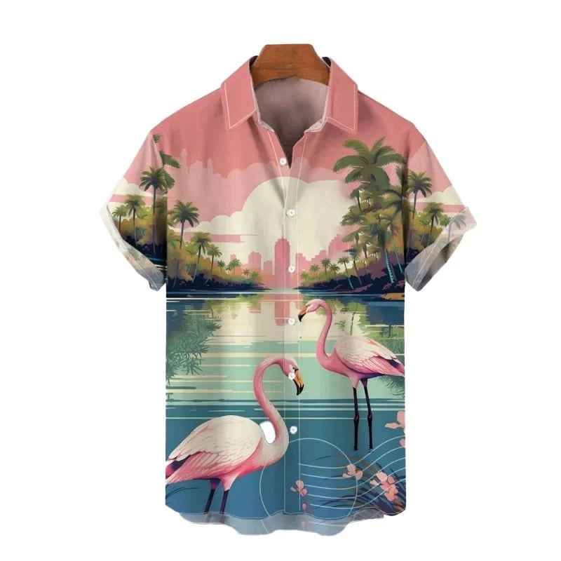 Men's Hawaiian shirt: casual summer button up short sleeved beachwear