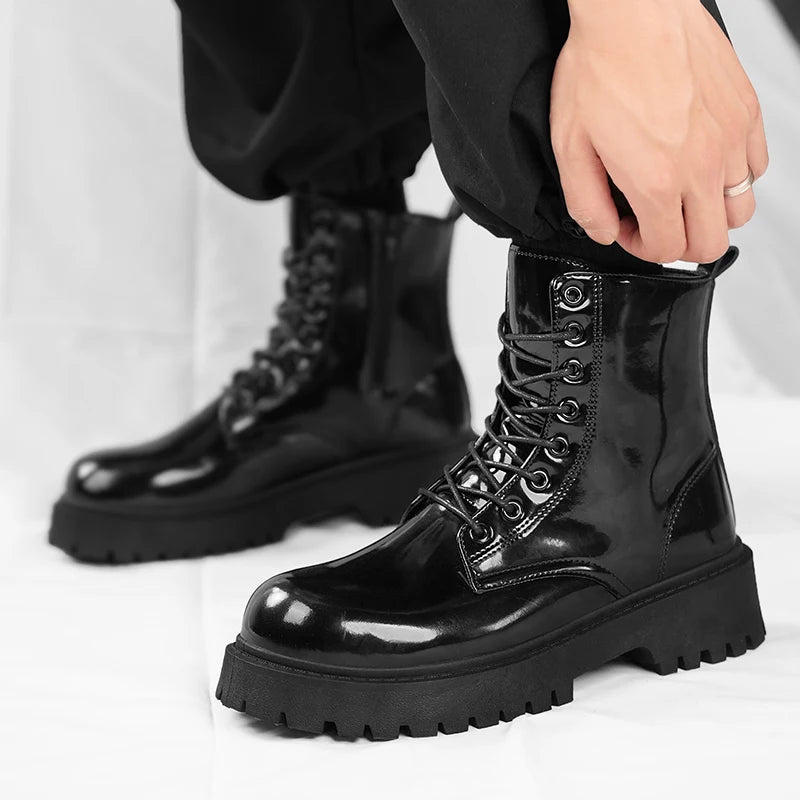 Men's high top boots four seasons new styles fashion soft soled comfort sports casual boots thick sole youth outdoor work boots