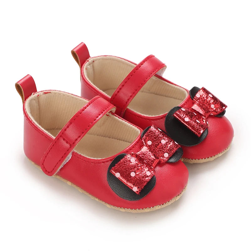 Baby Girl Cute Bow Shoes Spring Autumn Toddlers Prewalkers White Cotton Baptism Shoes Infant Soft Bottom First Walkers 0-18M