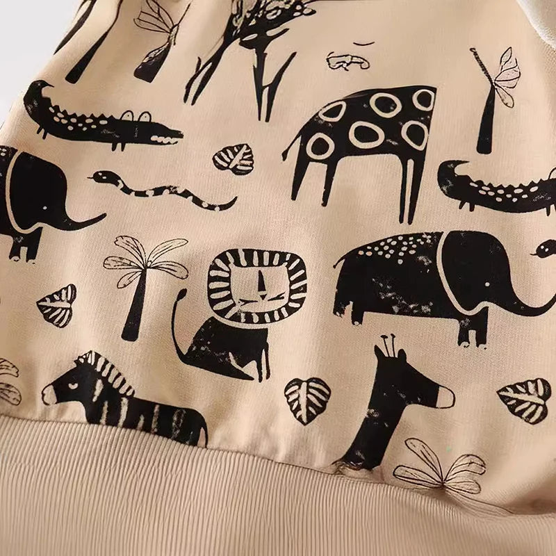 New Baby Boys Tops Kids Clothes Children's Clothing Autumn 2025 Spring Cartoon Animals Infants Sweatshirts Hoodie