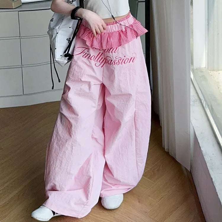 Summer teen girls clothes cotton Tank Top t-shirt Paratrooper Pants junior kid Lotus leaf edge waist trousers 4-14 child outfits