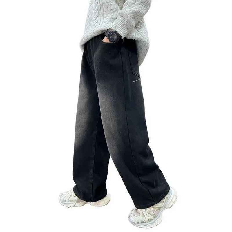 Hot Sale Kids Boy Black Gradient Jeans New Design School Teenager Casual Denim Pants Child Fashion Jeans Trousers 5 7 9 11 13 14